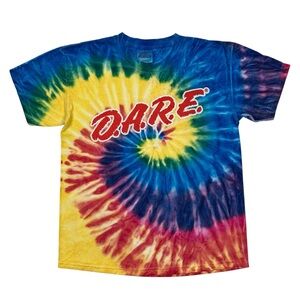 Vintage Y2K DARE To Keep Kids Off Drugs Colorful Tie Dye T Shirt Size XS/S